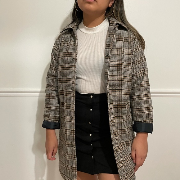 Taupe Brown Plaid Zara Jacket - Picture 1 of 8